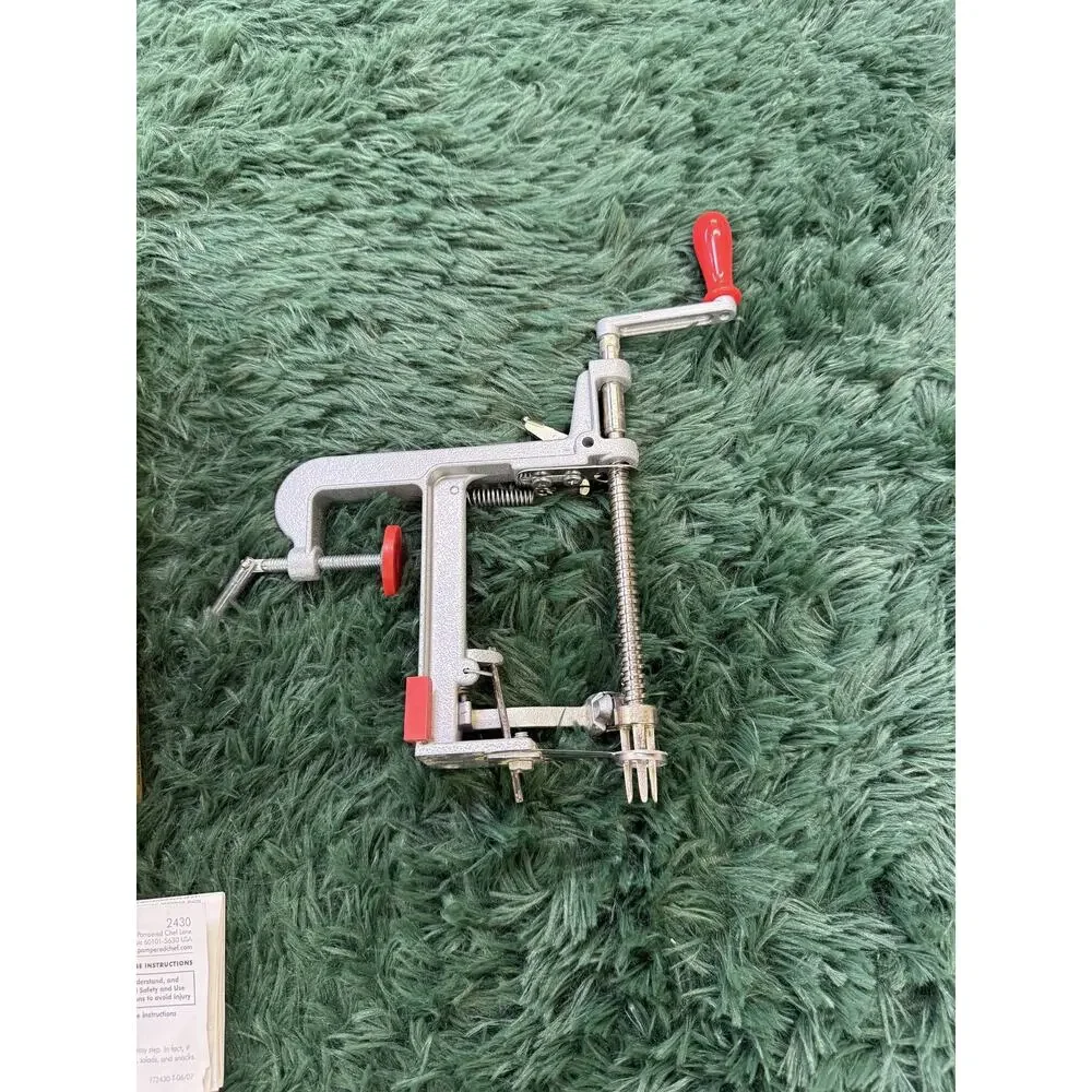 The Pampered Chef Apple Peeler Corer Slicer Tool with Clamp - Model 2430